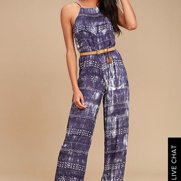 Lulus Pants - NWT LULUS GANGSTA OF LOVE INDIGO PRINT JUMPSUIT